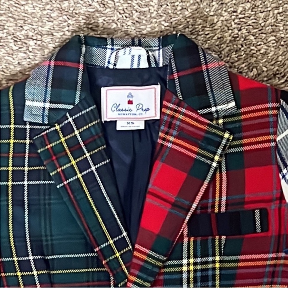 NWT Classic Prep Kids Plaid Patchwork Blazer – Holiday Tartan - Picture 4 of 7